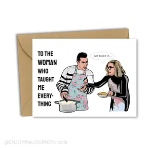 Schitt's Creek Mother's Day Card, David & Moira Rose, Fold in the Cheese Quote Card