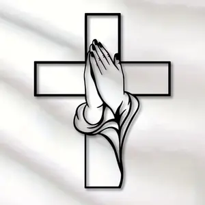 Cross & Hand Design Wall Decor, Stylish Religious Decor, Modern Style Religious Wall Art, Wall Decor for Home Living Room Bedroom, Home Decor Ideas