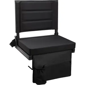 Stadium Seats for Bleachers with Back Support, Portable Bleacher Seats with Thick Padded Cushion and Shoulder Strap, Wide Stadium Seat Chair Includes Hooks, Cup Holder and Side Pocket