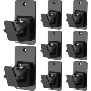 8 Pcs Rods No Drilling Brackets Self Rod Bracket Fits 0.6 to 1.5 Rods Duty 30lb Hold Nail Free for, Bedroom, Livingroom,(Black)