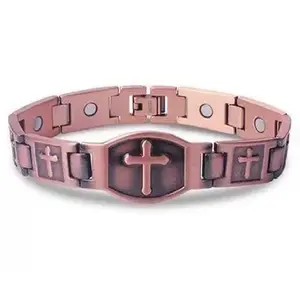 Men's Pure Copper Bracelet, Men's Super Strong Magnetic Cross Bracelet, Men's Copper Cross Bracelet, Copper Jewelry Gift with Size Tool