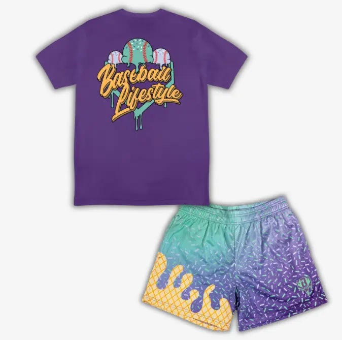 Baseball Lifestyle 101 Ice Cream Tee & Shorts Set for Youth & Adults, Best Selling Baseball Lifestyle Outfit, Ice Cream Collection