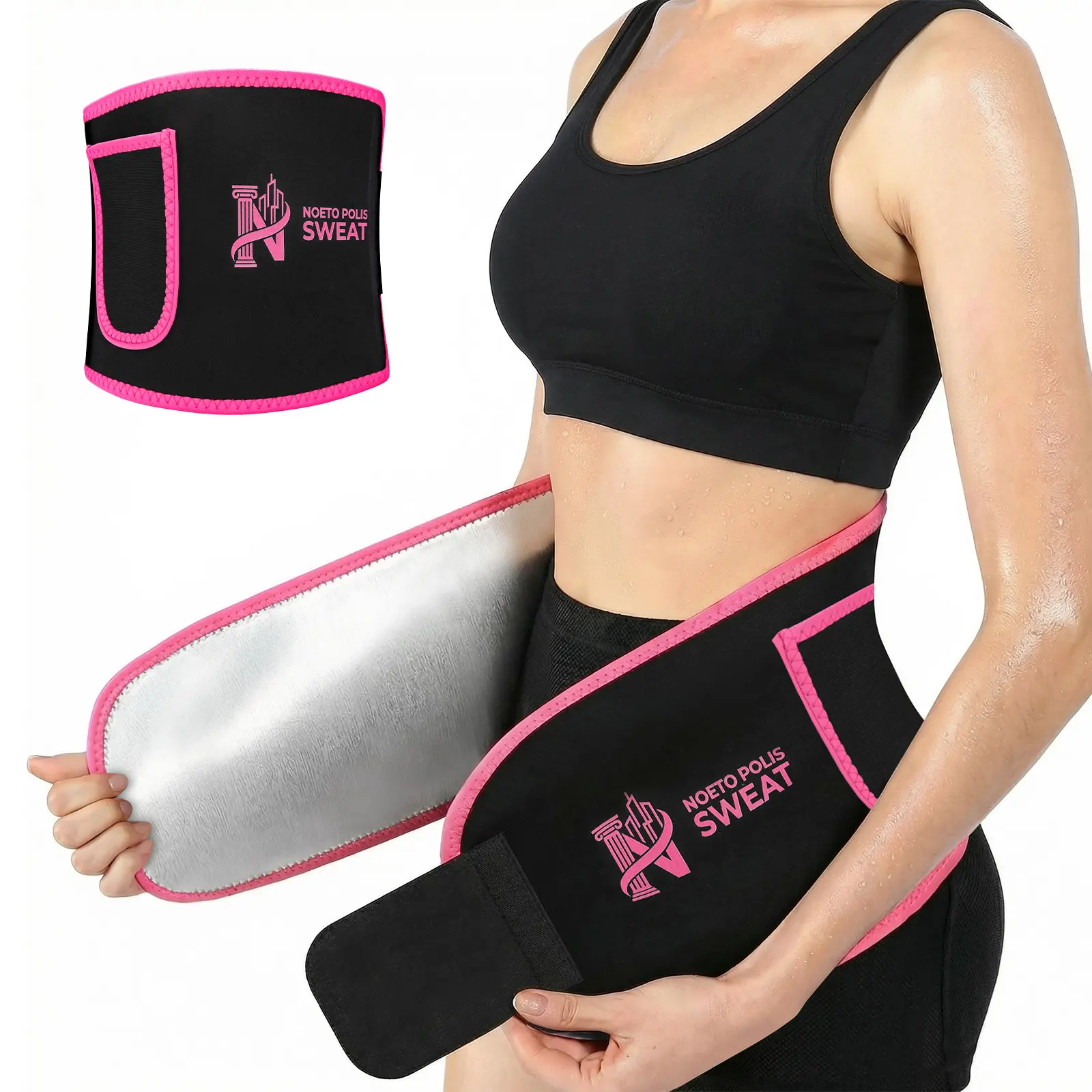 Sauna Sweat Belt Ab Training for Women & Men, Adjustable Waist Trainer Belt with Comfortable Support for Gym, Running, Workout & Fitness Training