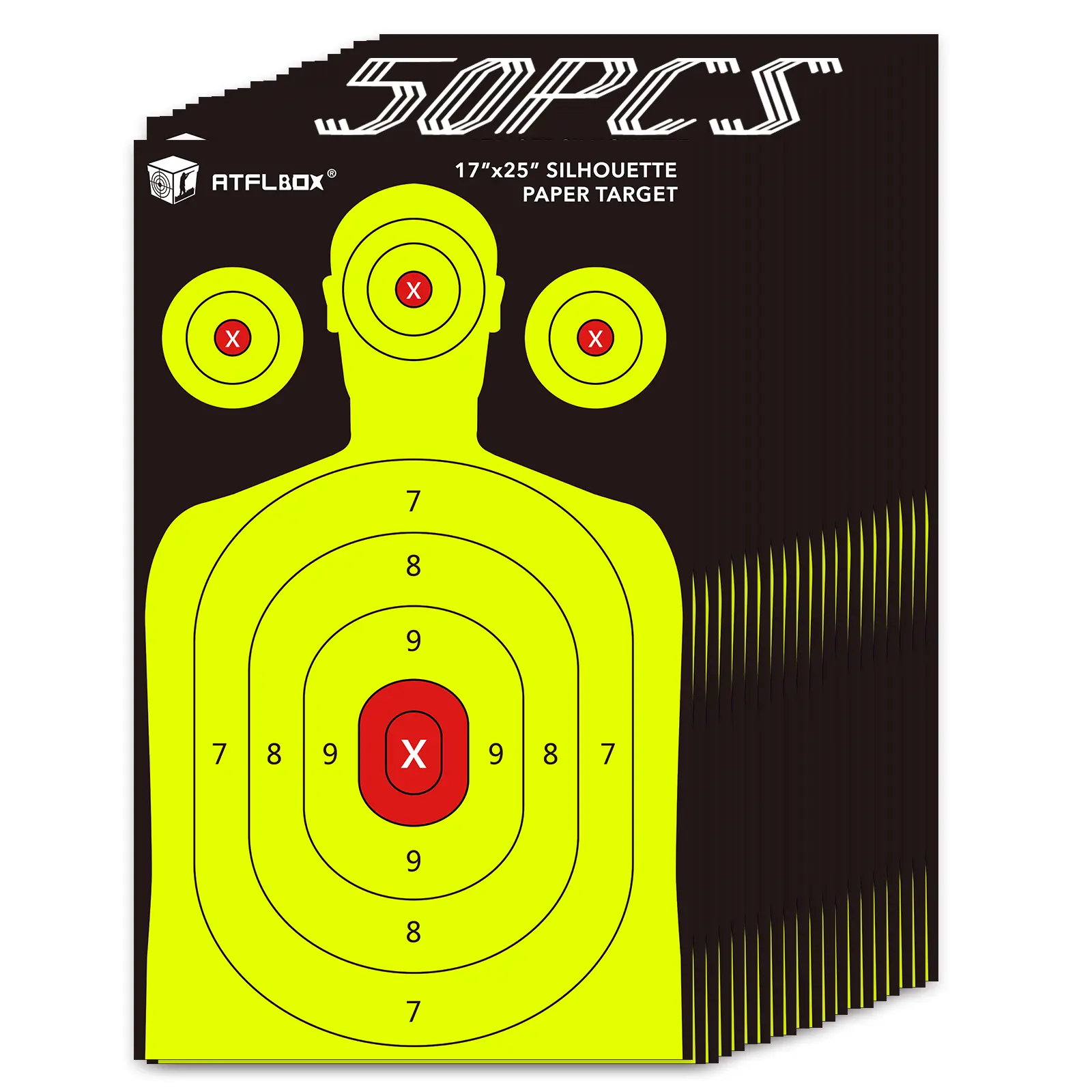 Atflbox 50PCS Silhouette Paper Target for The Range, 17X25 Inch High Visibility Target Paper for Indoor and Outdoor Shooting Practice