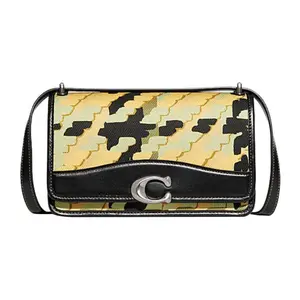 COACH Bandit 24 Leather And Fabric Crossbody Bag With Buckle Closure And Multiple Pockets For Women In Yellow And Black