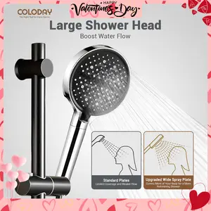 Coloday 15CM High-Pressure Rainfall Showerhead with 7 Spray Modes: Rain, Mist, Pulse, Jet | Silver, Black, Gray | Large Panel for Full Body Coverage & Air Injection Technology