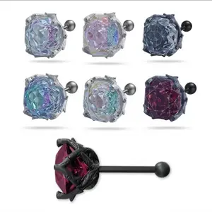 SterlingSilverDarkThornRoseCutCZStoneScrewbackEarrings