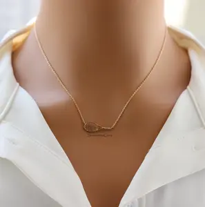 18K Gold Plated Tennis Racket Pendant Necklace – Sporty & Stylish Jewelry for Tennis Lovers