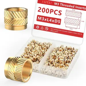 200 count M3 Heat Set Inserts M3x4x5 Threaded Inserts for Plastic and  Printing Components Brass Metric Knurled Nuts Kit