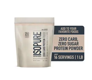 Isopure Zero Carb 100% Pure Whey Isolate Protein Powder Unflavored 25g Protein 16 Servings High Protein Keto Friendly Sugar Free