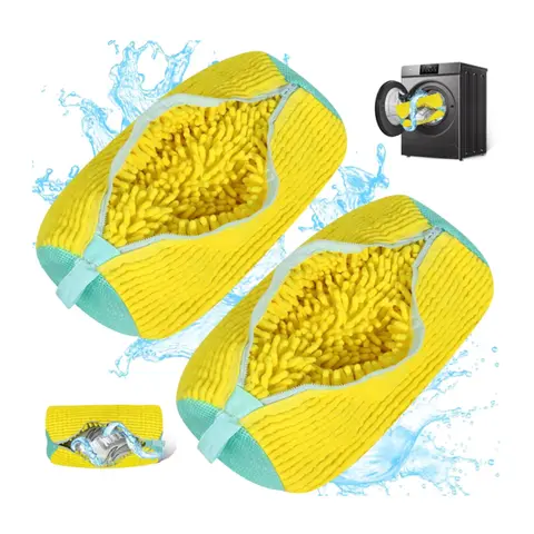 Mesh Shoe Laundry Bag for Sneakers - Microfibers, 360° Wraparound Cleaning, Top Hidden Zipper, Durable Reusable Filter, Fits All Shoe Types (Yellow) | Home Goods, Laundry Accessories, Household Items