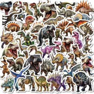 Dinosaur Pattern Sticker, 50pcs/set Realistic Dinosaur World Series Sticker, Decorative Sticker for Scrapbooking, Journaling, Gift Wrapping, Sticker Packs, Art Stickers