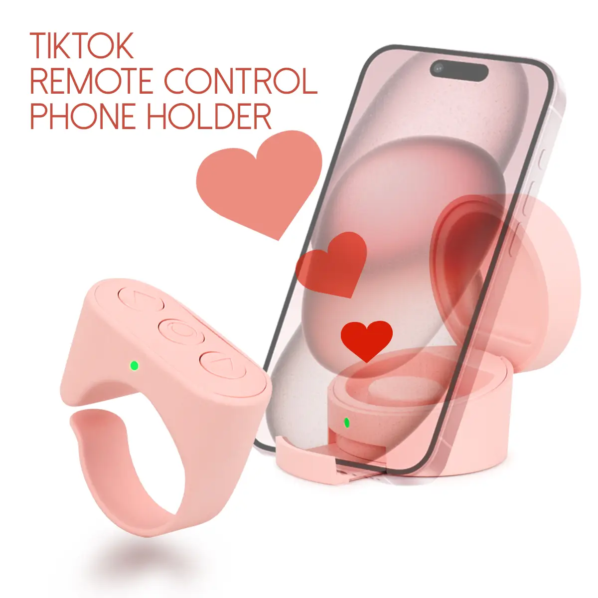 Wireless Remote Control for TikTok, Scrolling Ring for TikTok,Page Turner for Kindle App,Remote Control Scroller,for iPhone,iPad, iOS, Android,Pink,Bl