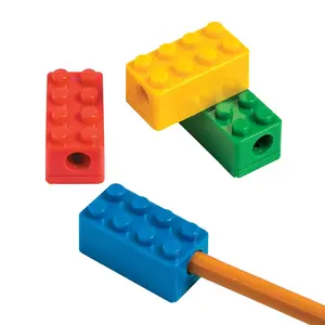 1 1/2" x 3/4" Brick Party Plastic Pencil Sharpeners - 12 Pc.