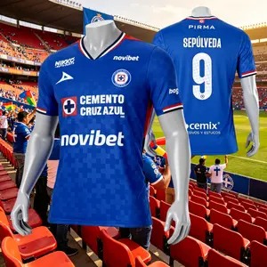 2526 Mexico League Cruz Azul Home Blue Sepulveda #9 Short Sleeve Top Football Jerseys LIGAMX Fan Edition