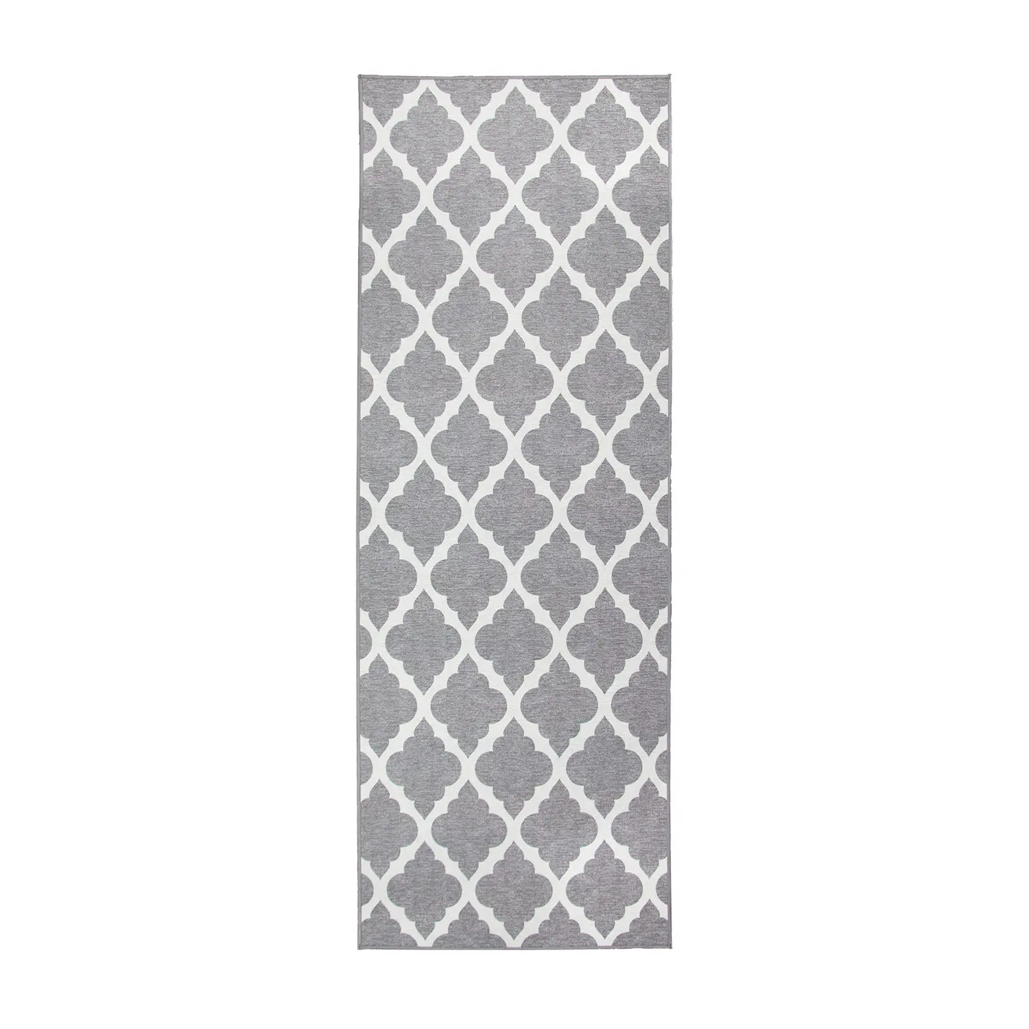 My Magic Carpet Moroccan Trellis Grey Machine Washable Runner Rug, 2.5x7 Stain Resistant, Non-Slip, Waterproof