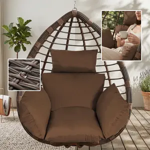 Egg  Cushion  Basket Seat Cushion Thicken Soft Egg Swing  Pad  Egg  Cushion with Headrest Adjustable Rattan Hanging Chair tanning