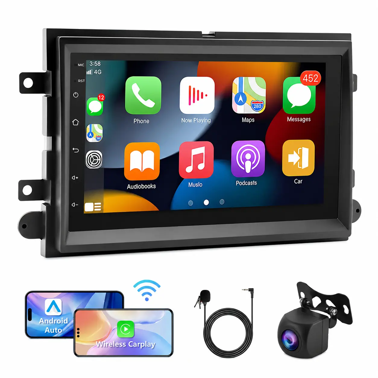7" Touchscreen CarPlay Radio for Ford F150 F250 F350 2004-2014, Android 13 Head Unit with Wireless CarPlay & Android Auto, GPS Navigation, Bluetooth, WiFi, Backup Camera, Steering Wheel Control (SWC), 2GB+32GB