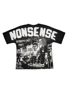 Vintage Streetwear Boneless Short Sleeve, Cartoon Character Print, Loose Oversized Members Only Trendy Top