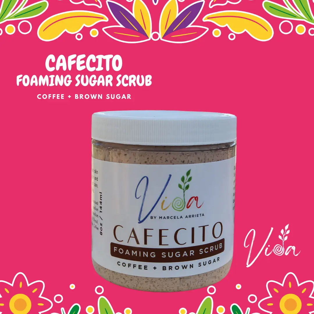 VIDA Cafecito Foaming Sugar Scrub | Exfoliating, Energizing, Glow-Boosting | Coffee-Infused Skincare for Radiant Skin