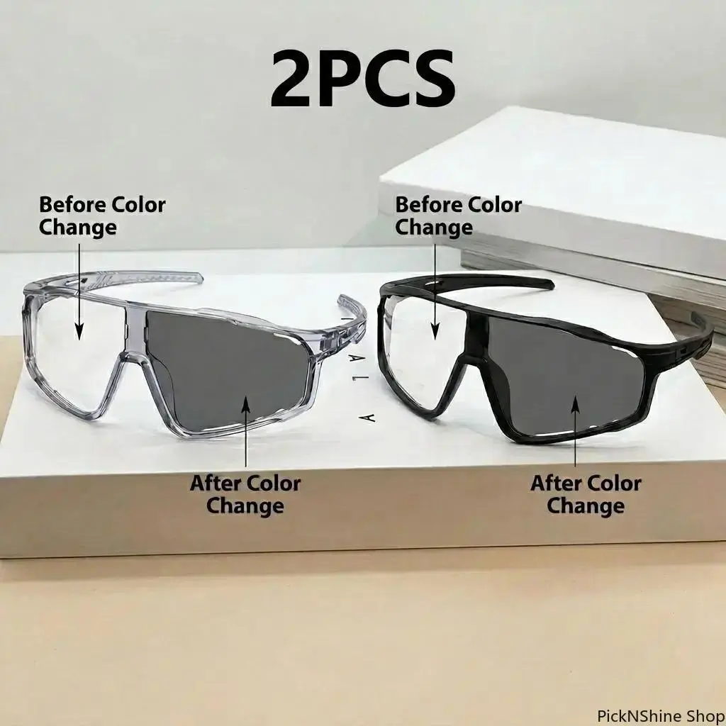 Unisex Photochromic Grey Glasses - Oversized Retro Aviator Eyewear, UV-Intensity Dependent Discoloration, Ideal for Fishing, Driving, Outdoor Protective Gear