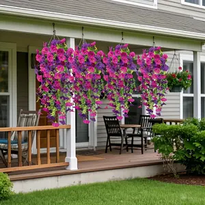 Artificial Morning Glory Vine, 1Counts/set Fake Flower Vine,faux flower, UV Resistant, Real Artificial Plants, Suitable for Outdoor Home Office Garden Decoration, Suitable for Thanksgiving, Christmas, Halloween, Valentine's Day, and Mother's Day