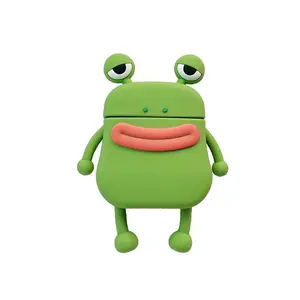 TheNorthStar Cute Green Frog Shape Silicone Earphone Case With KeyChain, LightWeight Cute DountEarphone Cover