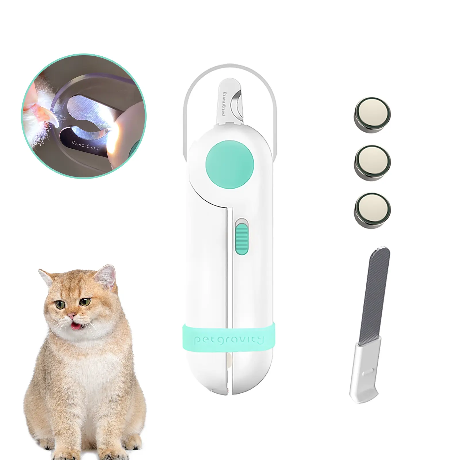 PET GRAVITY Pet Nail Clippers Cat Nail Clippers with LED Light for Bloodline Kitten Nail Trimmers Professional Claw Trimmer Bended Scissor Special for Cats, Kittens, Dogs, Puppies, Small Animals squishmallowpetbeds rubber dog paw cleaners men