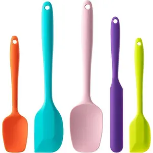 5PCS Silicone Rubber Spatula Set, Food Grade BPA-Free Spatulas for kitchen Use, Heat Resistant Spatula for Cooking & Baking, Dishwasher Safe Kitchenware Bakeware