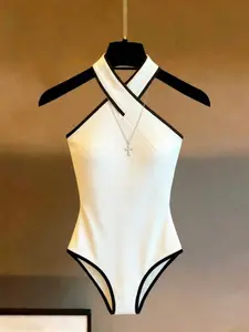 Women's Fashion Cross Neck Elegant Slim Fit Halter Jumpsuit, Thin Straps, Medium Stretch, Perfect for Parties, Gatherings, Travel, Back-To-School