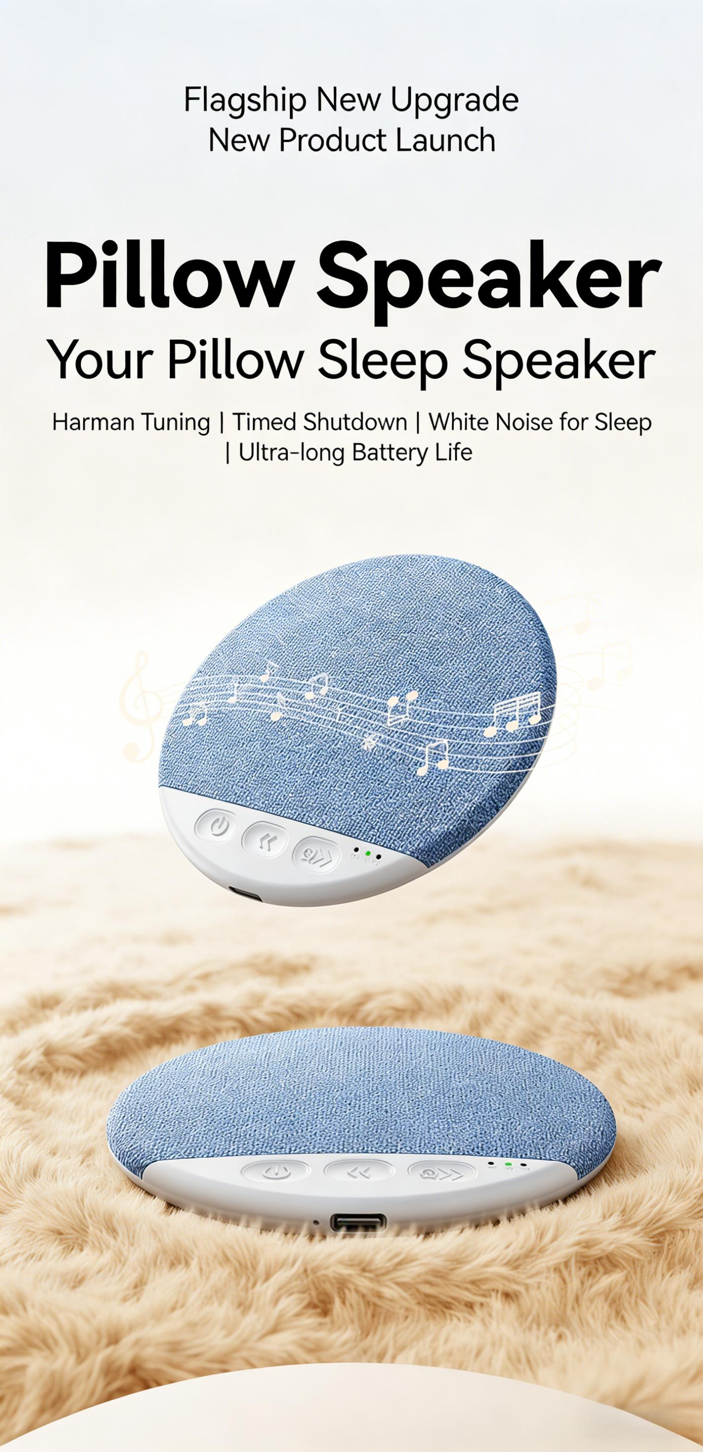 2026 New Sleep Pillow Speaker, Multifunctional Speaker, Wireless Speaker Subwoofer, Noise Timer Function, Stereo Bass Sleeping Earphones