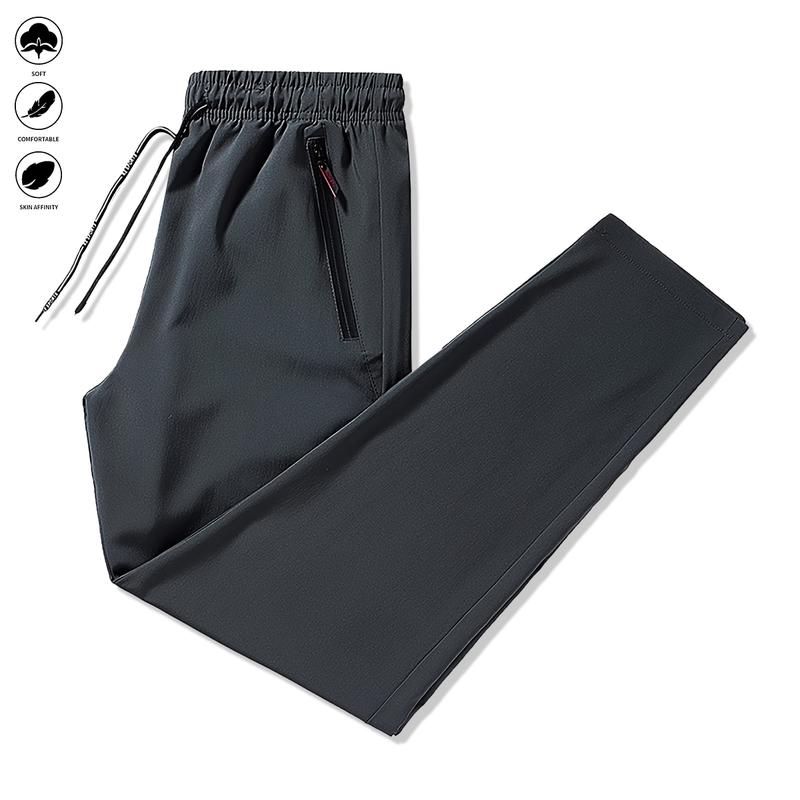 1 Lightweight Men's Joggers with Zippered Pockets and Adjustable Waistband - Full-Season Gym Training Casual Pants, Regular Fit Solid Color, Suitable for Sports, Outdoor, and Casual Wear, Exercise Leggings, Sporty Casual Wear, Trendy Sports Wear, Durable
