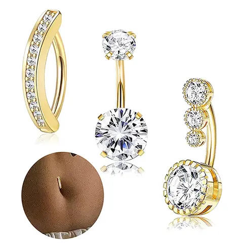 Women's Elegant Rhinestone Decorated Belly Ring, Exquisite Trendy Belly Ring, Belly Button Ring, Navel Ring, Fashionable Chic Body Jewelry, Belly Piercing Jewelry for Women & Girls, Body Jewellery