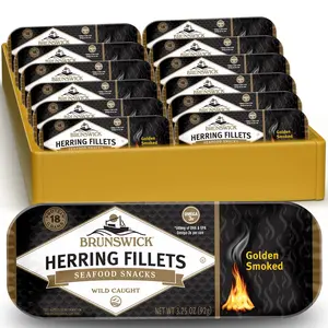 Smoked Herring Fillets, 3.25 oz Can (12) 18g Protein per Serving Gluten Free, Keto Friendly Great for Pasta Seafood Recipes