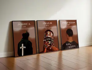 Set of 3 Christian Black Man Wall Print, Bible Verse for Men, Black is Beautiful, Bold Man Room Decor, Faith Based Poster #333