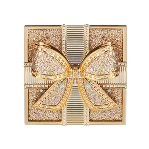 Elegant Bowknot Air Powder - Lightweight, Long-Lasting Oil Control & Waterproof Setting Powder for All Skin Tones, Ivory White & Cool Beige, Matte Finish with Glittery Golden Bow Design