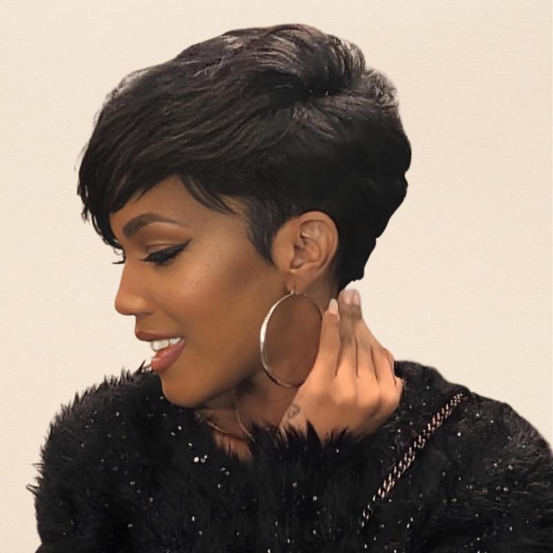 UNice Short Pixie Cut Human Hair Glueless Wig With Full Bangs Beginners Friendly Short Straight Layed Wig for Daily Use