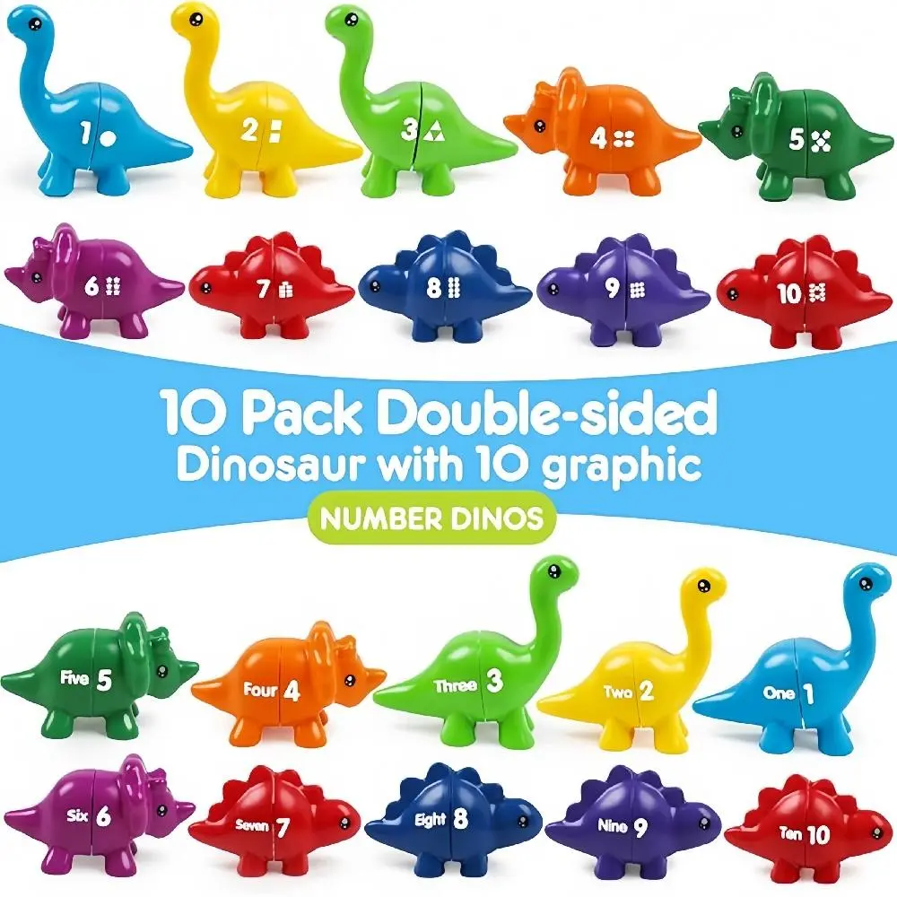 Dinosaur Montessori Numbers Learning Set for Toddlers 3-5, Preschool Sensory Matching Game, Number Recognition & Math Learning Tool, Color Shape Sorting Fine Motor Skill Toys, Educational Math Learning Toys for Boys Girls, Premium Preschool Baby Toy Gifts