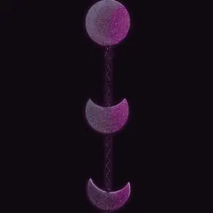 Pink & Black Laser Holographic Mini Moon Phase – Crescent Moonstone