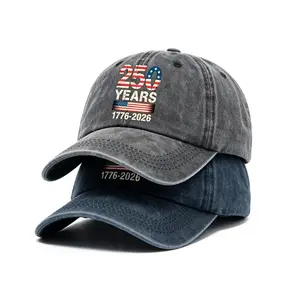 NXCUI 250 Years USA Flag Baseball Cap Vintage Washed Cotton 1776-2026 Patriotic Dad Hat for Men Women Adjustable Strap