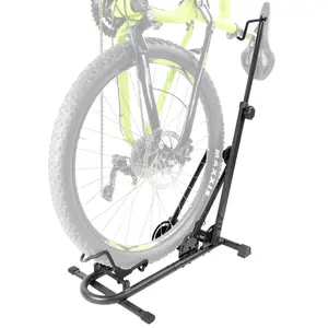 CyclingDeal Upright Bike Stand - Premium Quality Vertical & Horizontal Adjustable Bicycle Floor Parking Rack - for Storing MTB Road Bikes - up to 29” Wheel Size - Seatpost Stabilizer Ver. 1 - 1 Bike