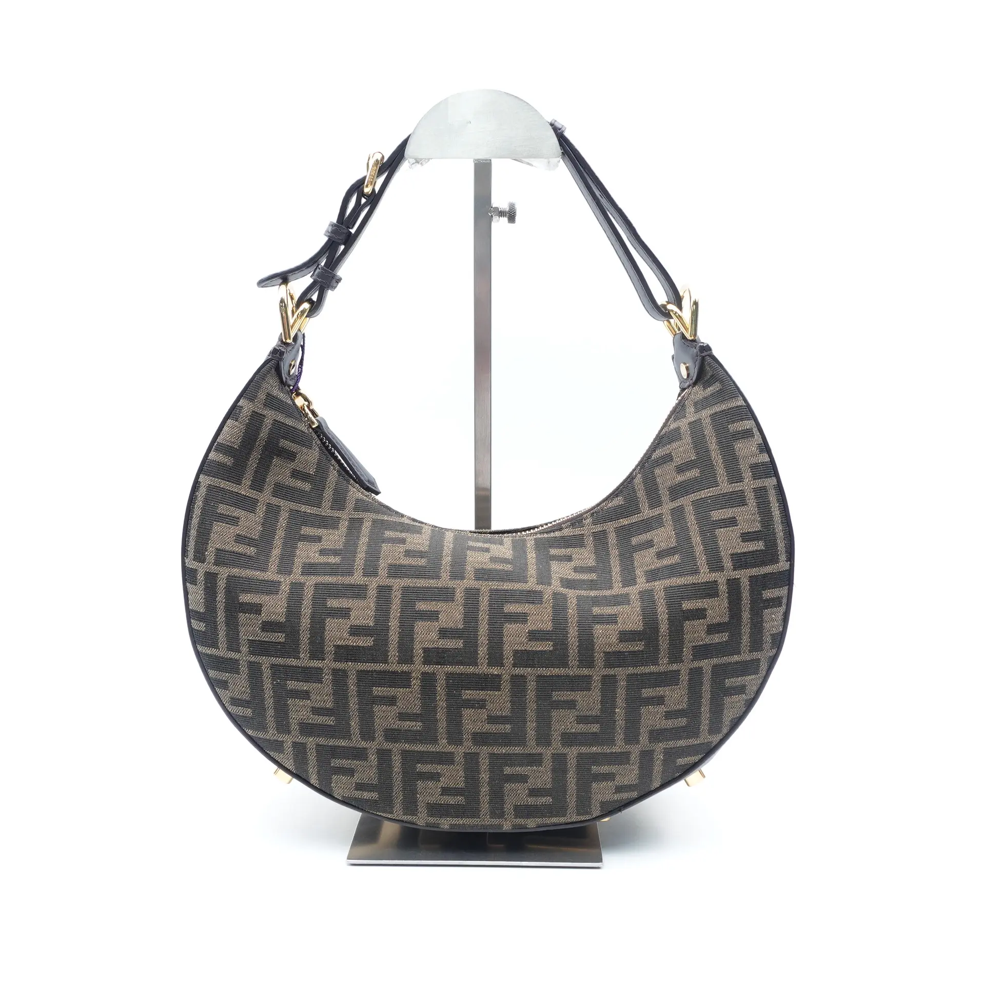 Pre-owned FENDI Canvas Shoulder Bags Graphy Small Monogram Canvas&Calfskin Leather Hobo Bag T10382319