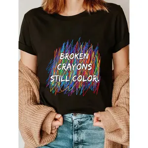 100% Cotton Broken Crayons Can Still Color Mental Health Awareness T-Shirt