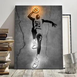 1 Count wooden frame canvas, basketball sports poster, Retro Figure Decoration, Basketball fan Art, Fashion Art Corridor Office Mural, Exquisite poster Home Decoration, Ideal Gift, HD, waterproof art, Wooden Wall Art
