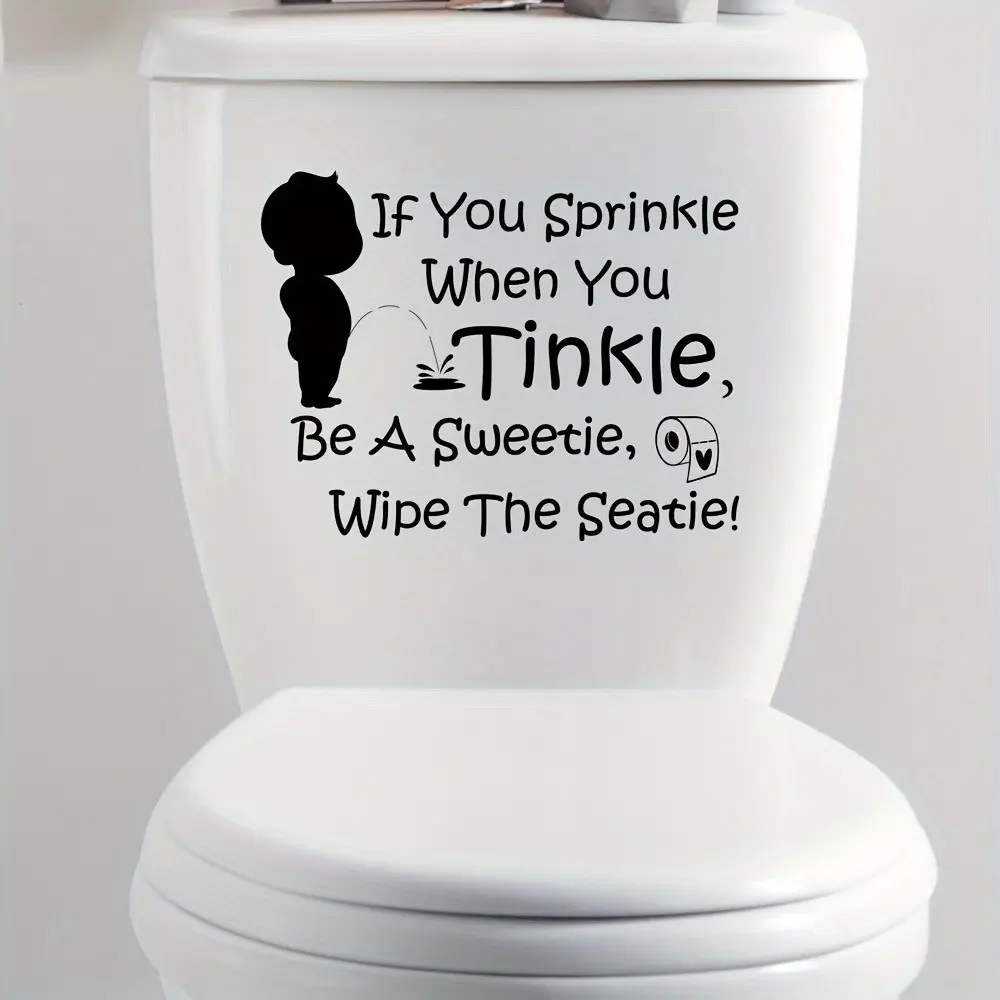 Creative English Slogan Toilet Lid Sticker, Vinyl Bathroom Decorative Decal, Removable Home Art Sticker, Easy to Apply and Remove, Bathroom Decor Supplies, Bathroom Accessory