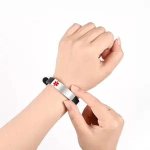 Medical Alert Customized ID Bracelet Free Custom Engraving Personalized Gift Adjustable Wristband for Men Women in Emergency First Aid