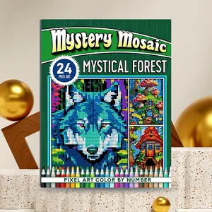 Mystical Mosaic Coloring Book for Adults, Mosaic Coloring Pages, Digital Color by Number Art Therapy, Stress Relief Adult Activity Book, Unique Gift Idea, Mystery Mosaic