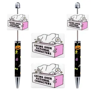 10pcs New Tissue Box Shape Silicone Beads "CRYING OVER FICTIONAL CHARACTERS" Focus Decorative Beads DIY Keychain, Bracelet, Necklace Ornament, Pen Accessories, Silicone Bead Bracelet, Ballpoint Pen Making Silicone, Bead Keychain, Rustic Bead Design