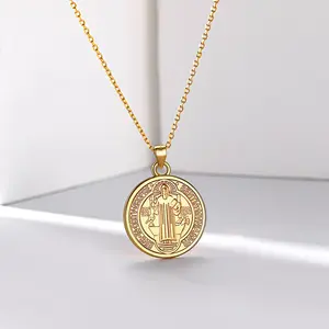 FindChic Saint Benedict Medal Necklace Christian Sacramental Medal Ward off Evil Protection Jewelry Catholic Unisex For Women Men