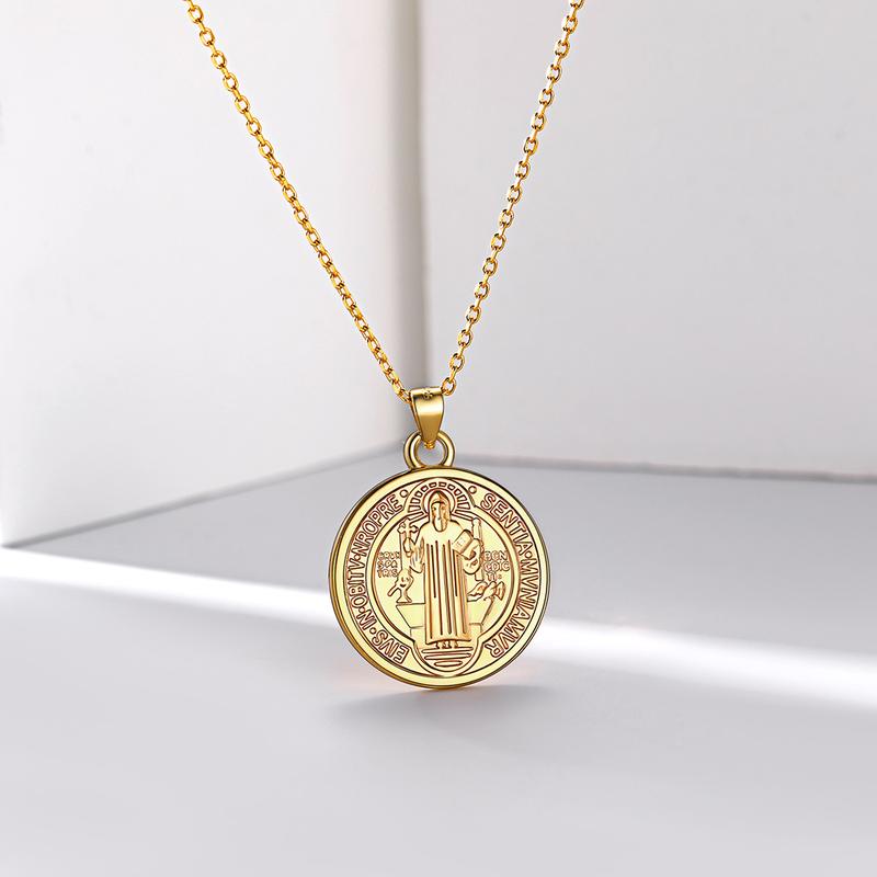 FindChic Saint Benedict Medal Necklace Christian Sacramental Medal Ward off Evil Protection Jewelry Catholic Unisex For Women Men FindChic Saint Benedict Medal Necklace Christian Sacramental Medal Ward off Evil Protection Jewelry Catholic Unisex For Women Men